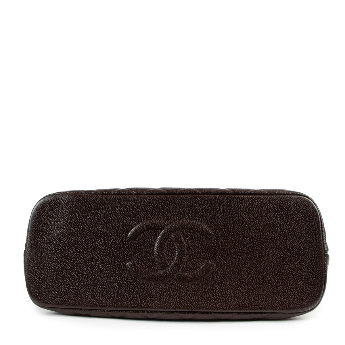 shop authentic second hand Chanel Brown Quilted Caviar CC Timeless Frame Bag at labellov.com