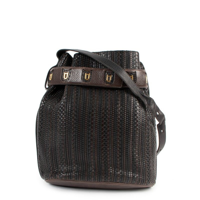Delvaux Brown Toile De Cuir Calicot Bucket Bag