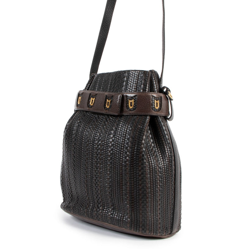 Delvaux Brown Toile De Cuir Calicot Bucket Bag