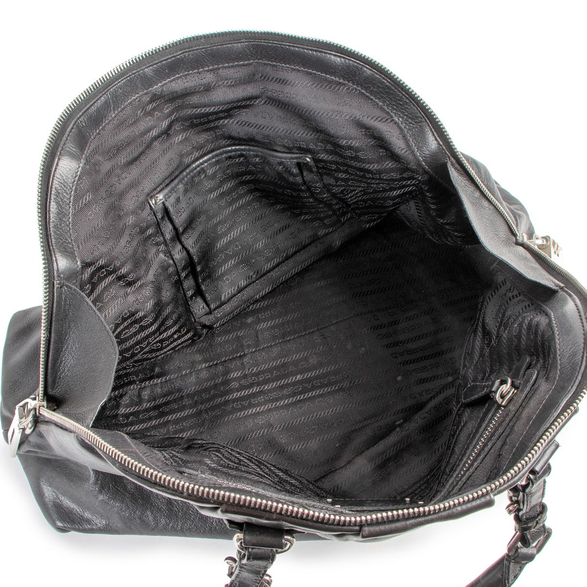 Prada Black Soft Calf Leather Satchel Bag