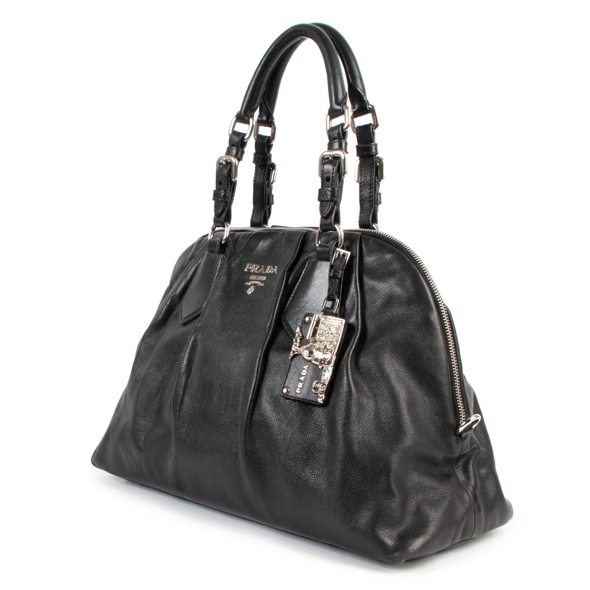 Prada Black Soft Calf Leather Satchel Bag