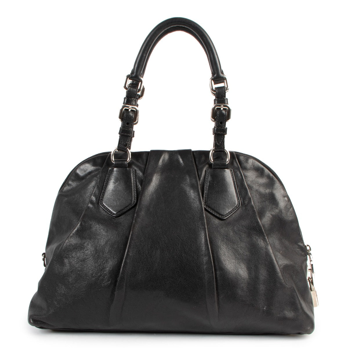 Prada Black Soft Calf Leather Satchel Bag