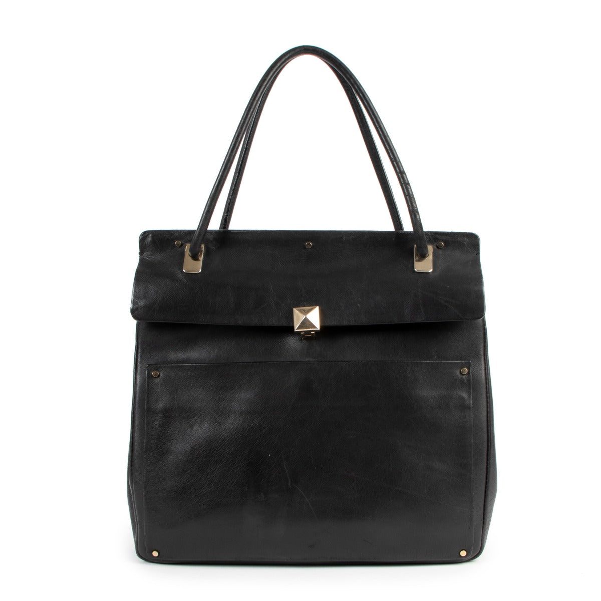 Shop safe online at Labellov in Antwerp this 100% authentic second hand Valentino Black Leather Top Handle