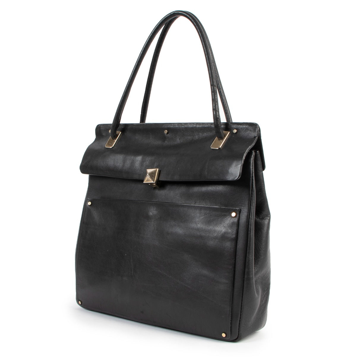 Shop safe online at Labellov in Antwerp this 100% authentic second hand Valentino Black Leather Top Handle