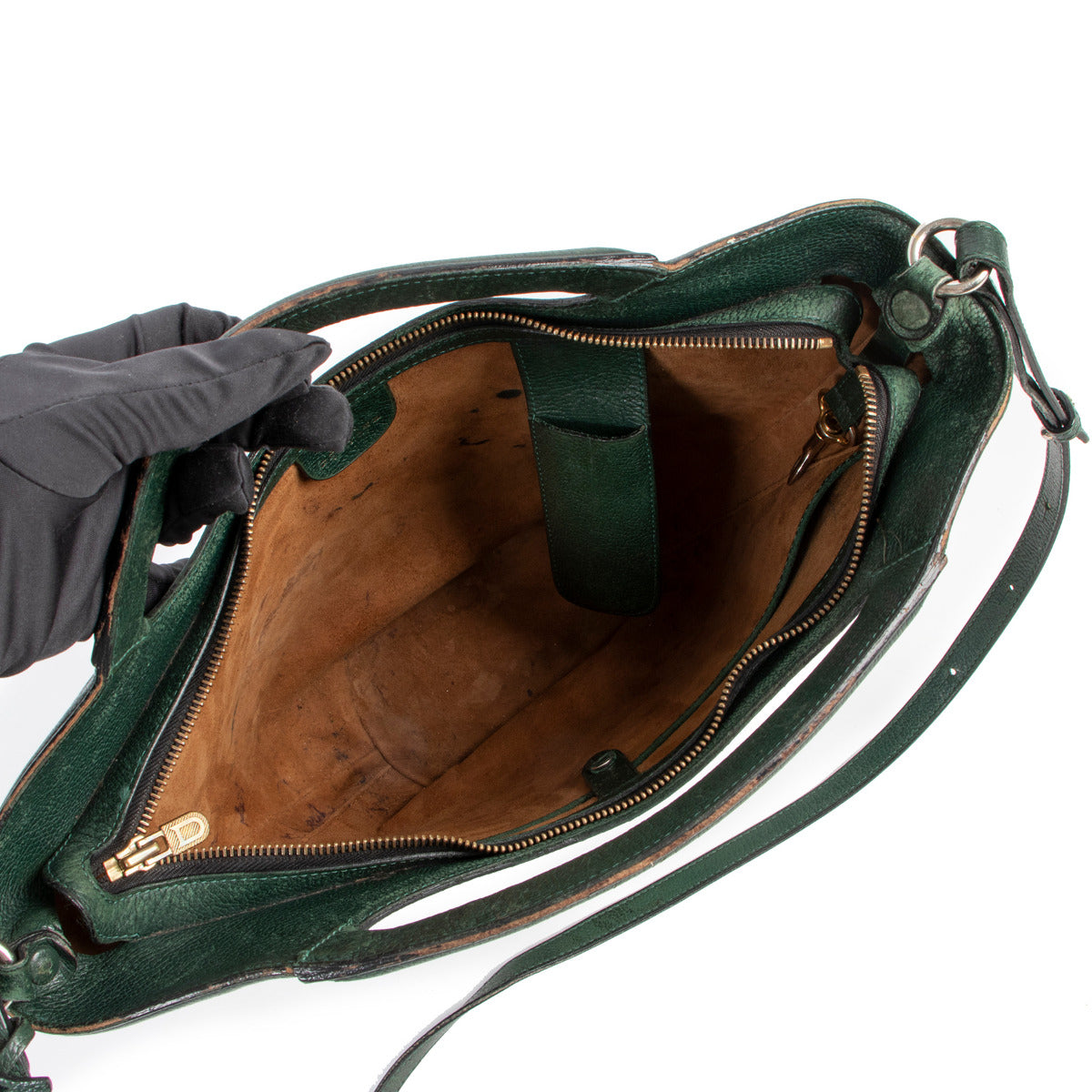 Sac à bandoulière vintage Delvaux en cuir vert