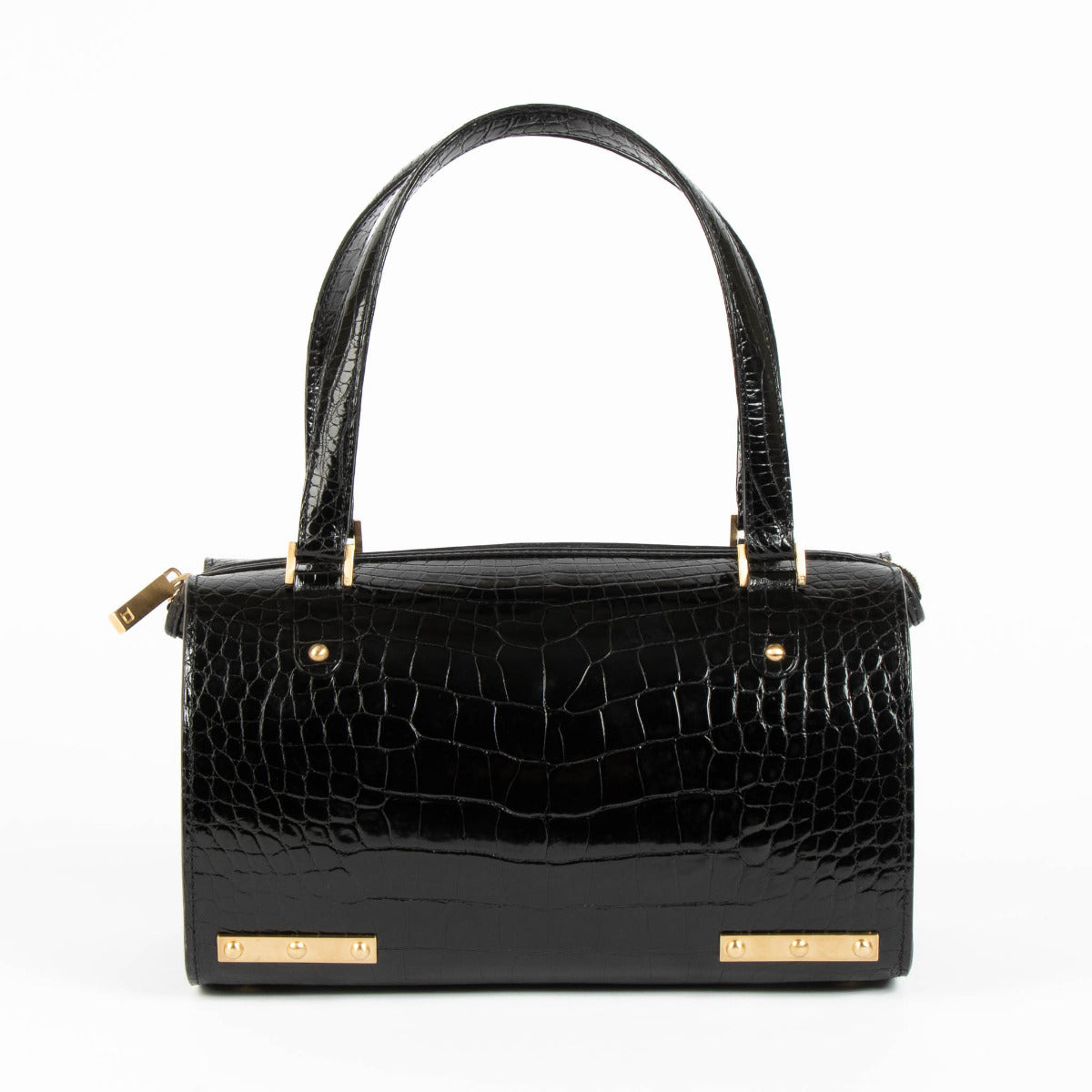 Delvaux Black Shiny Crocodile Astrid MM Bag
