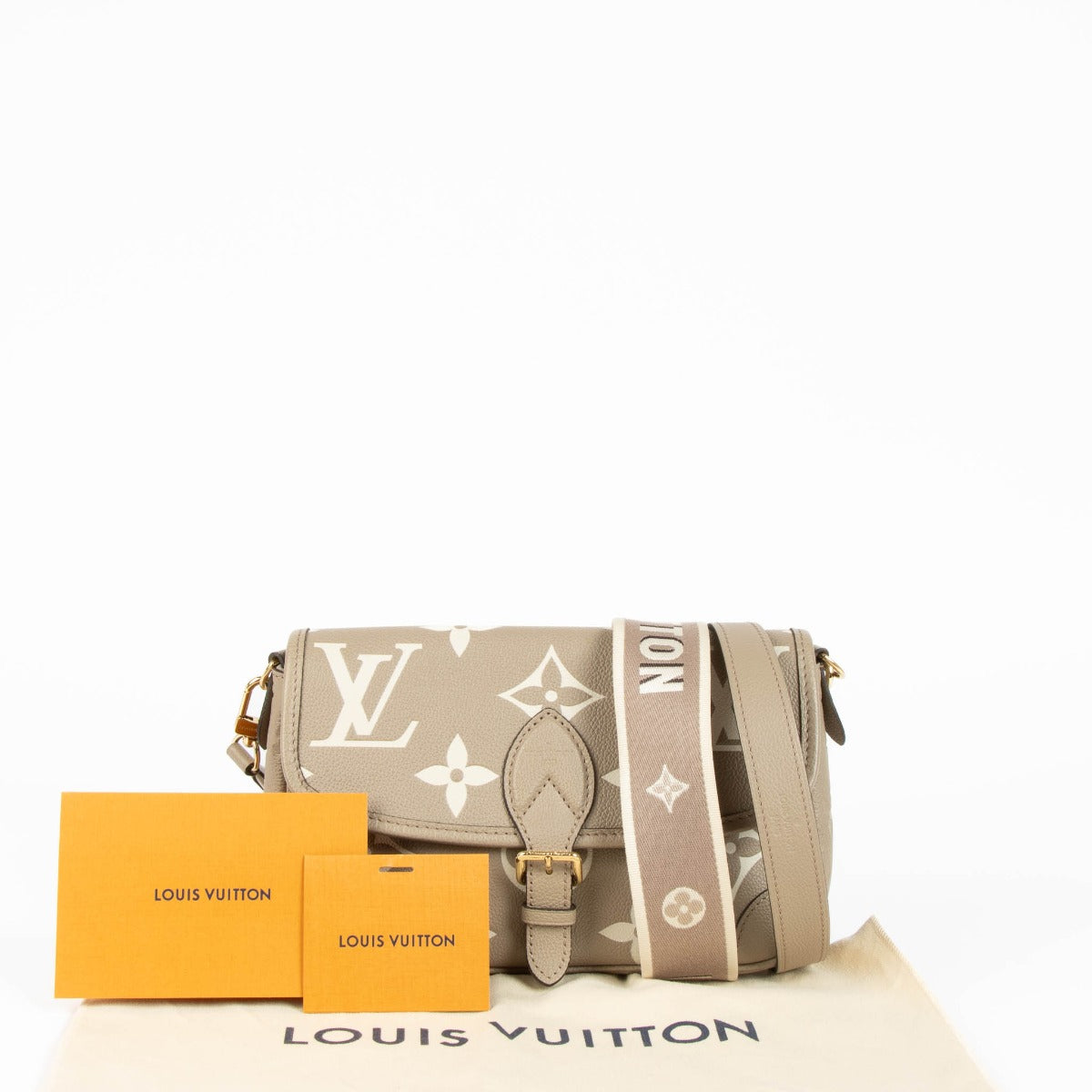 Shop the authentic Louis Vuitton Beige Empreinte Tourterelle Diane Crossbody Bag second hand on Labellov.com