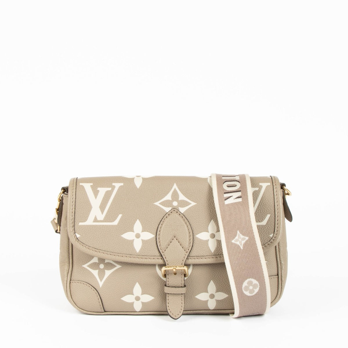 Shop the authentic Louis Vuitton Beige Empreinte Tourterelle Diane Crossbody Bag second hand on Labellov.com