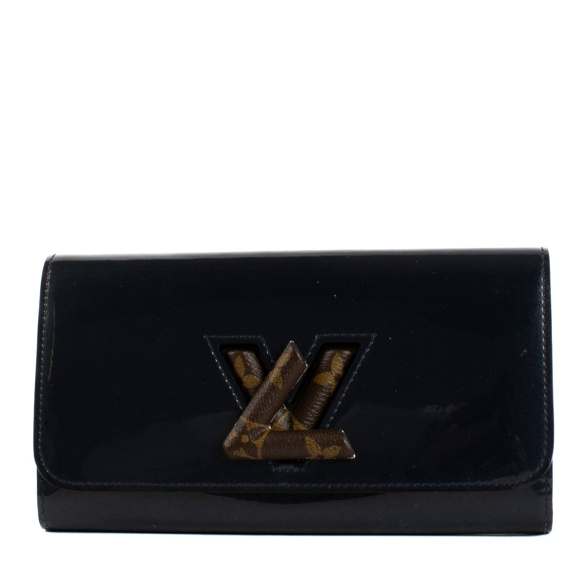 Louis Vuitton Navy Blue Patent Leather Twist Wallet