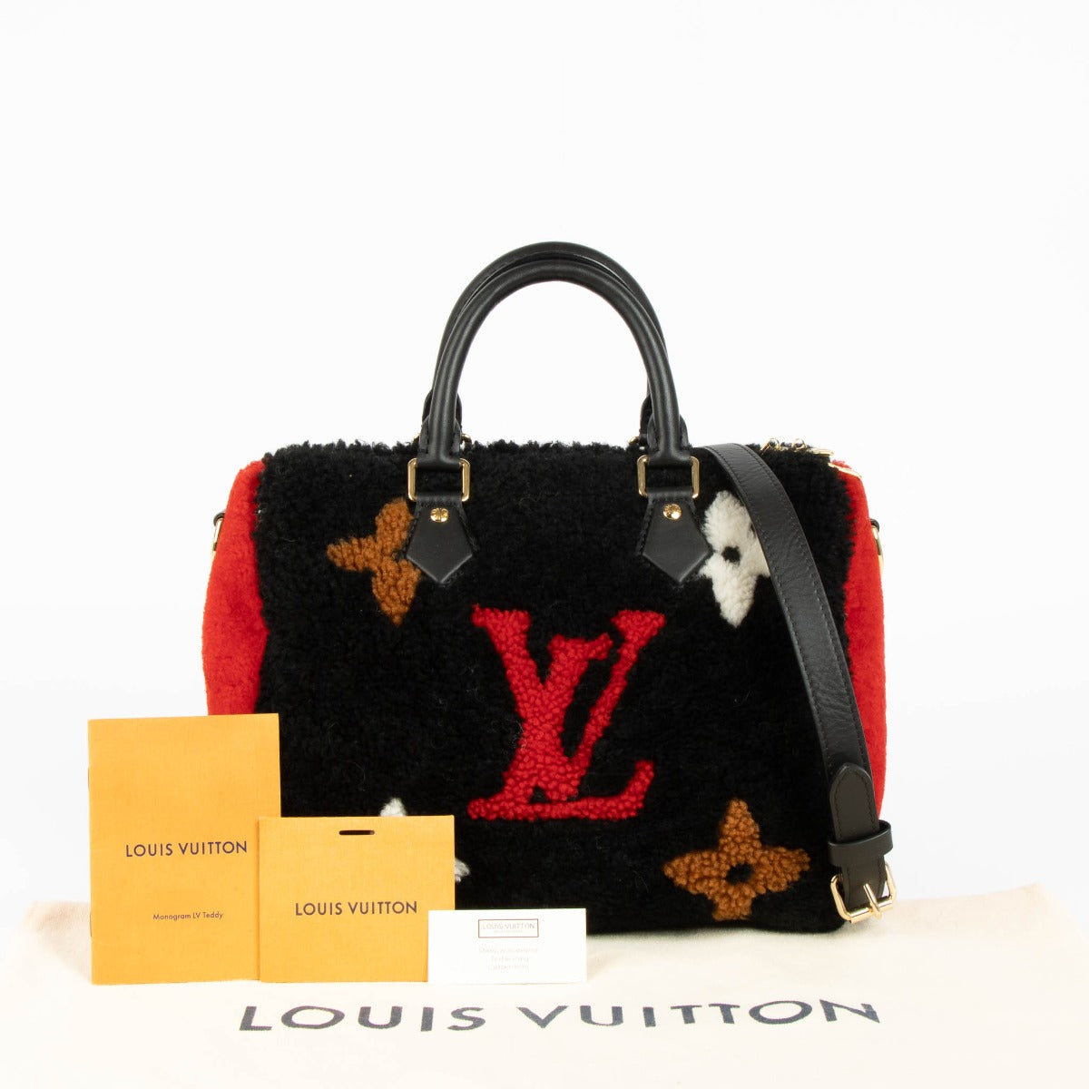 Louis Vuitton Speedy 25 Teddy black red top handle statement bag