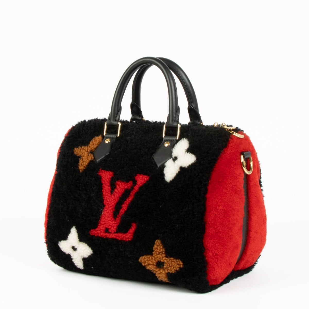 Louis Vuitton Speedy 25 Teddy black red top handle statement bag