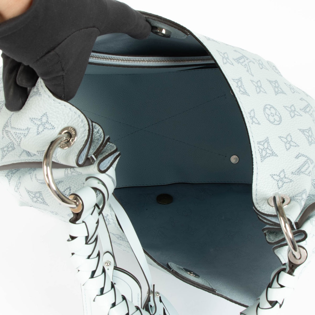 Louis Vuitton Denim Blue Mahina Carmel Hobo Bag