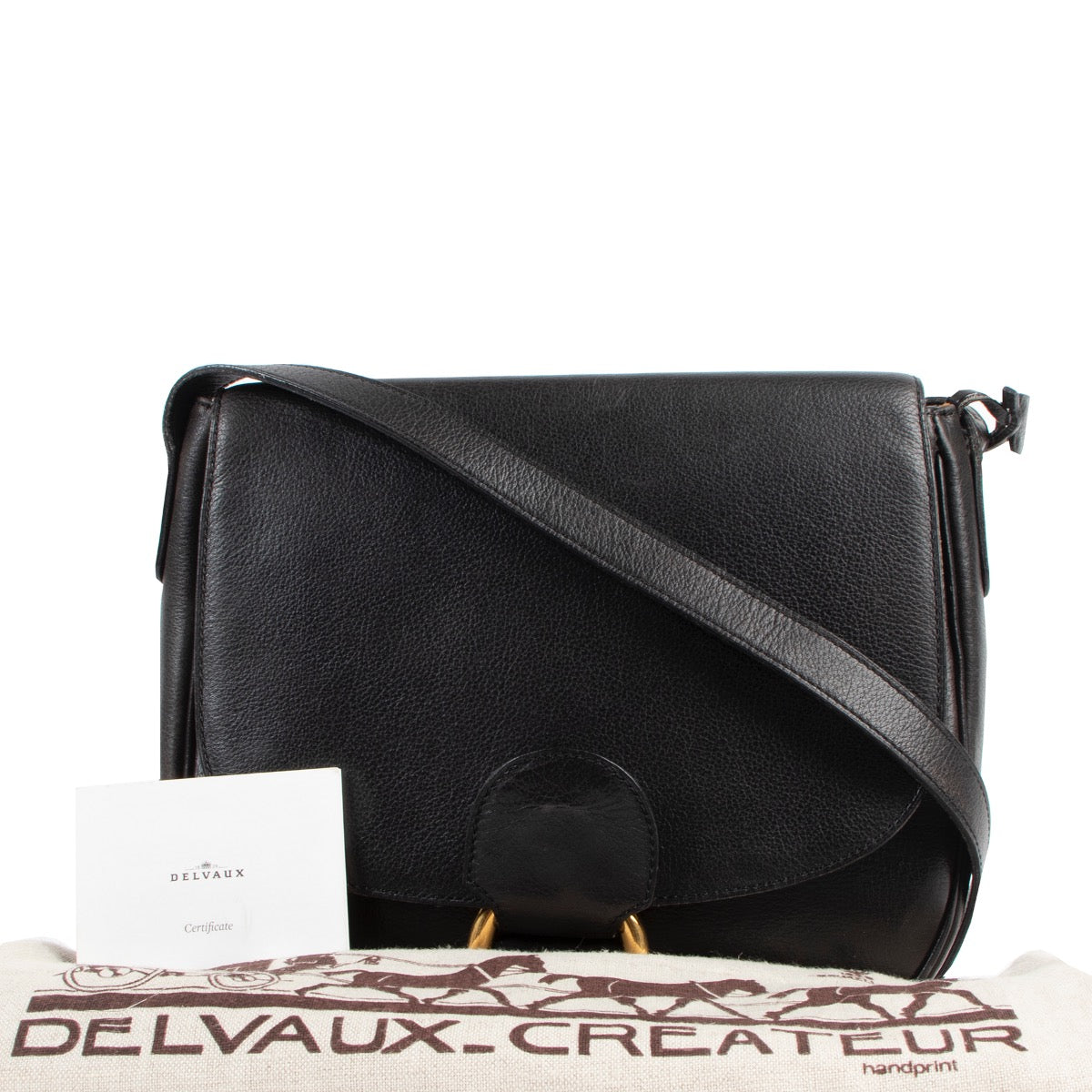 Buy an authentic second hand Delvaux Black Leather Crossbody Bag in good condition at Labellov.