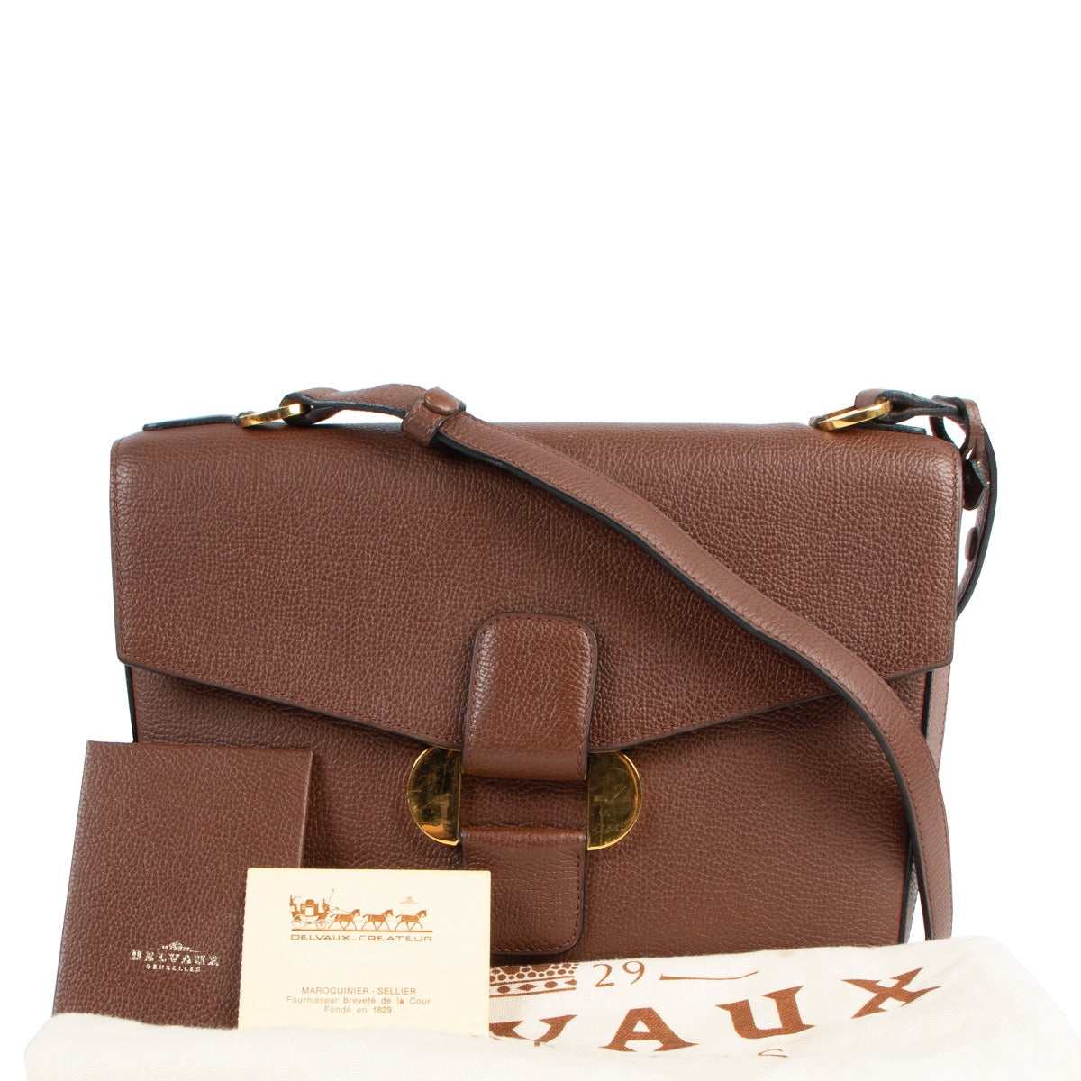 Buy an authentic second hand Delvaux Brown Leather Shoulder Bag in very good condition at Labellov