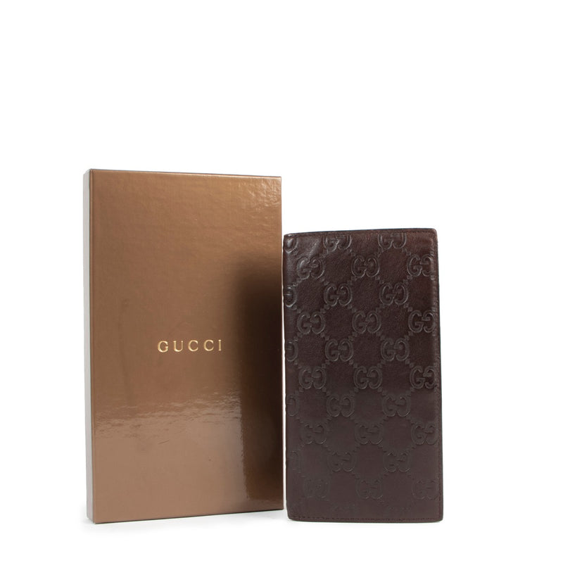Buy an authentic second hand Gucci Brown Leather Guccissima Wallet in very good condition at Labellov
