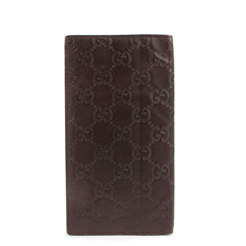 Buy an authentic second hand Gucci Brown Leather Guccissima Wallet in very good condition at Labellov
