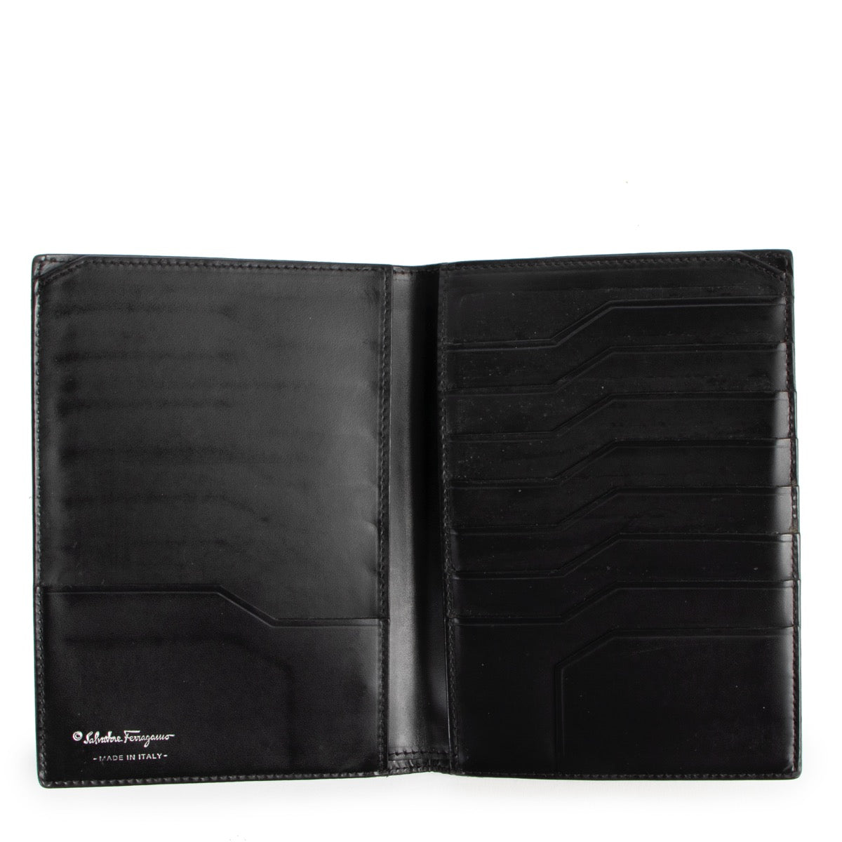 Buy an authentic second hand Salvatore Ferragamo Black Leather Wallet in very good condition at Labellov