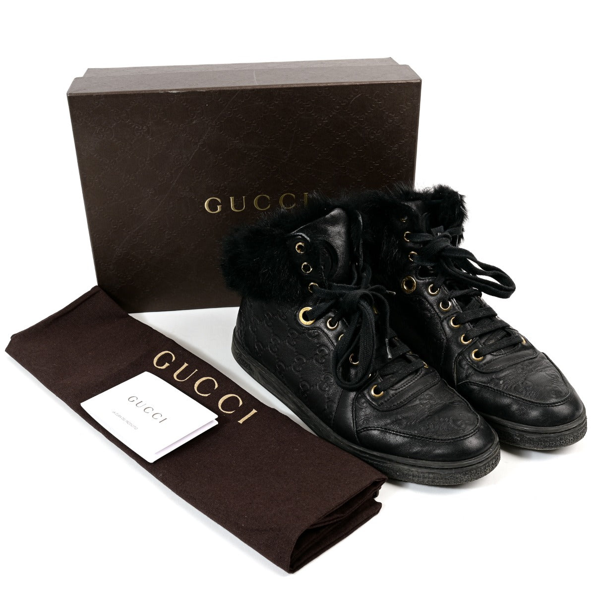Buy verified second-hand Gucci Black Leather Sneakers in Size 39 in good condition at Labellov Antwerp.