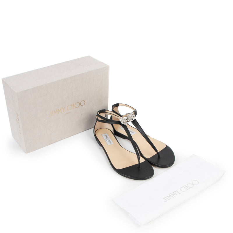 Jimmy Choo Black Afia Flat Sandals