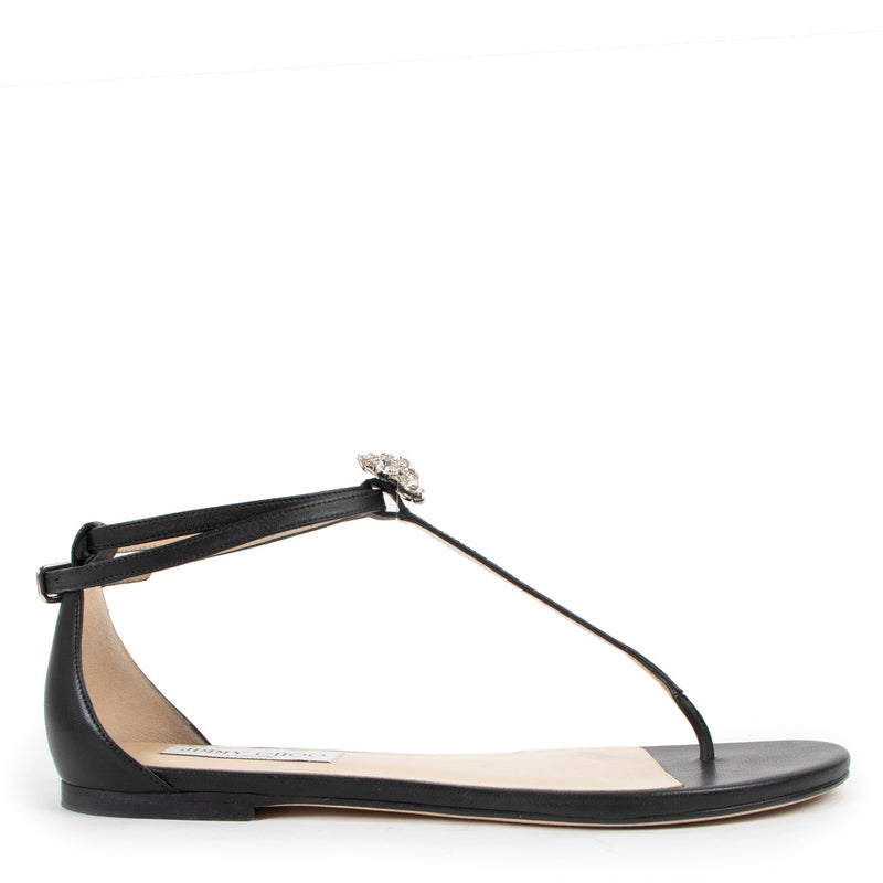 Jimmy Choo Black Afia Flat Sandals