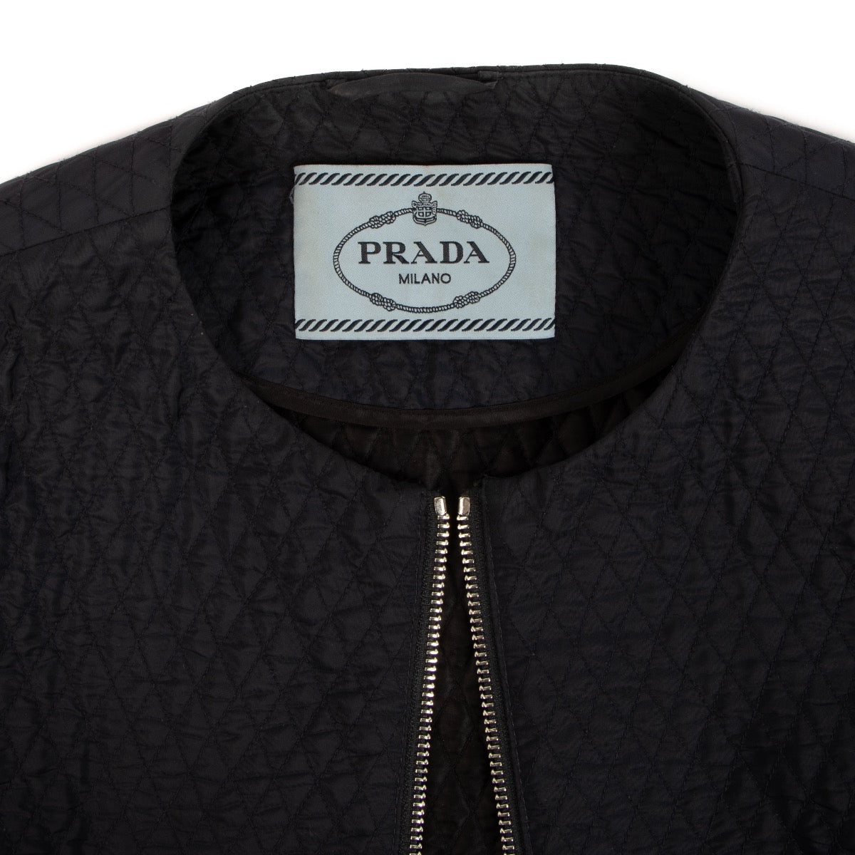 Shop safe online this 100% authentic second hand Prada Navy Blue Quilted Jacket - size IT44