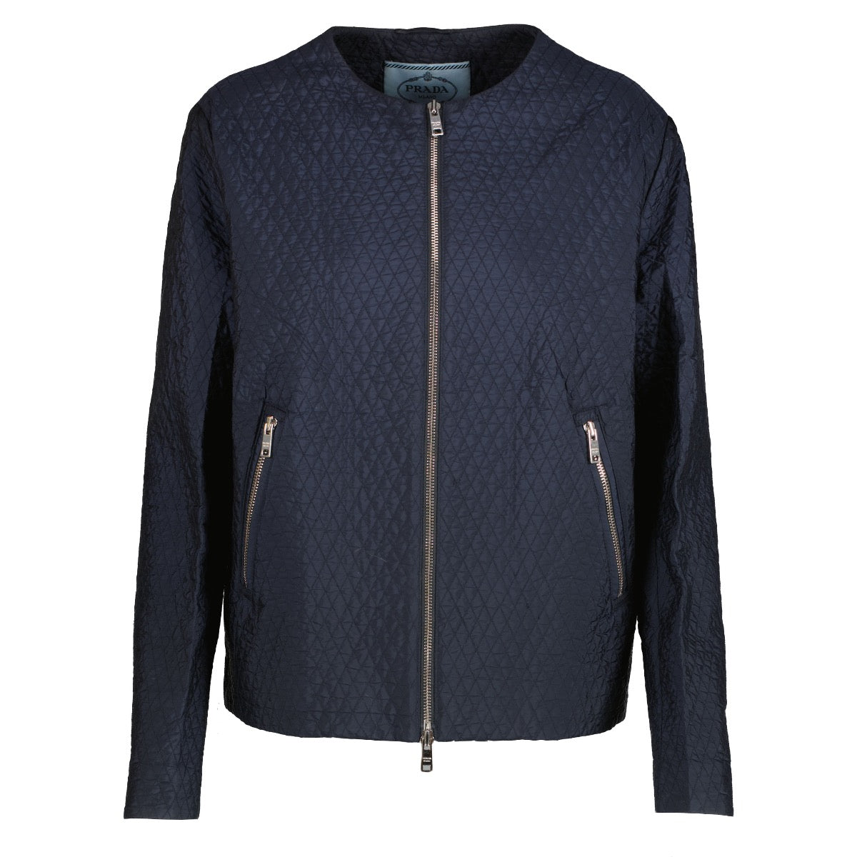 Shop safe online this 100% authentic second hand Prada Navy Blue Quilted Jacket - size IT44