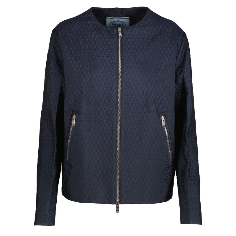 Shop safe online this 100% authentic second hand Prada Navy Blue Quilted Jacket - size IT44