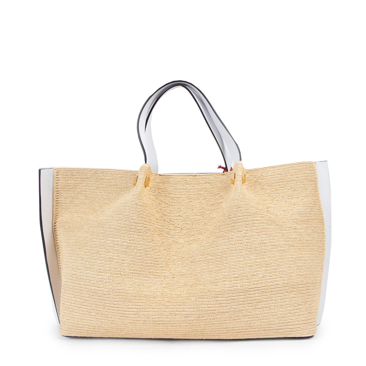 Shop now for your pre-loved, 100% authentic Valentino Garavani Beige Straw Woven Vlogo Tote Bag at Labellov in Antwerp
