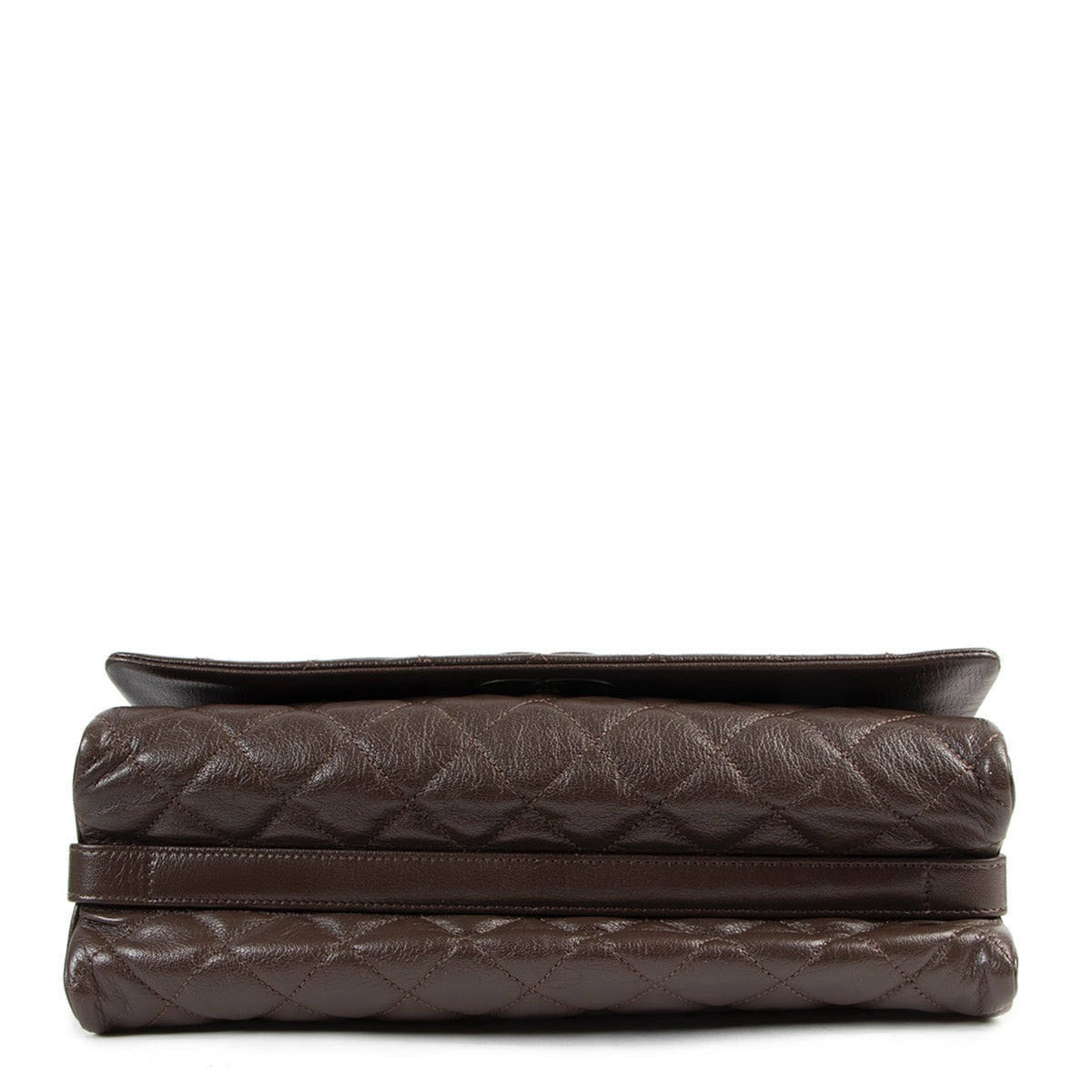 Shop safe online at Labellov in Antwerp this 100% authentic second hand Chanel Brown Metallic Quilted Goatskin City Rock Flap Shoulder Bag
