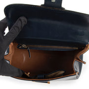 Buy an authentic second hand Delvaux Blue Boxcalf Brillant PM Top Handle in good pre-loved condition at Labellov.