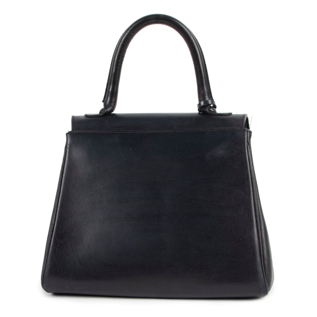 Buy an authentic second hand Delvaux Blue Boxcalf Brillant PM Top Handle in pre-loved condition at Labellov
