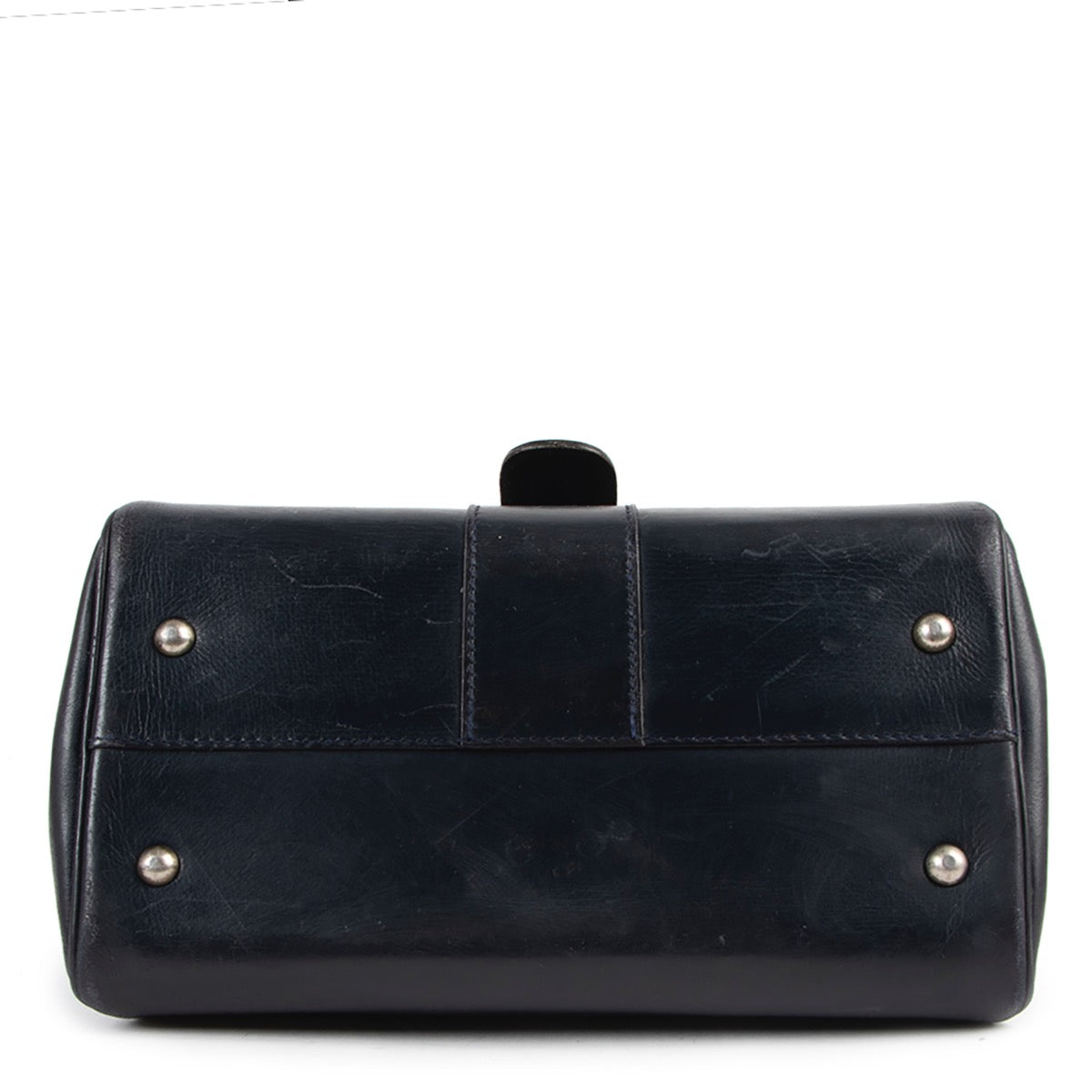 Buy an authentic second hand Delvaux Blue Boxcalf Brillant PM Top Handle in pre-loved condition at Labellov