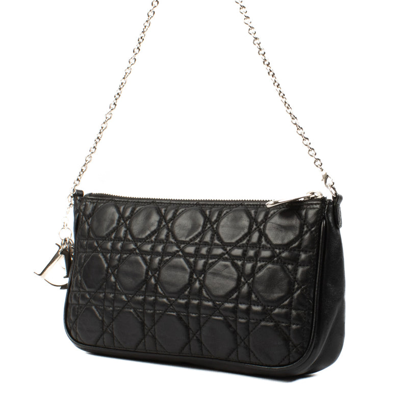 Christian Dior Black Cannage Lady Dior Pouch
