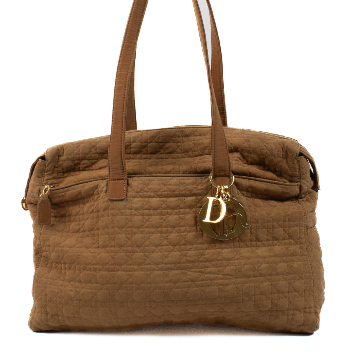 Christian Dior Light Brown Fabric Cannage Shoulder Bag