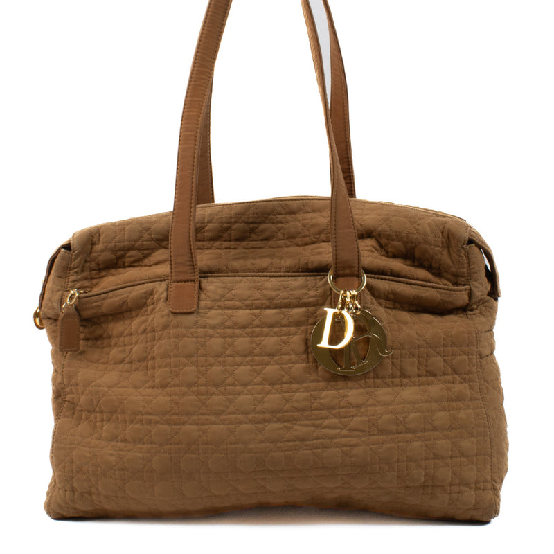 Christian Dior Light Brown Fabric Cannage Shoulder Bag