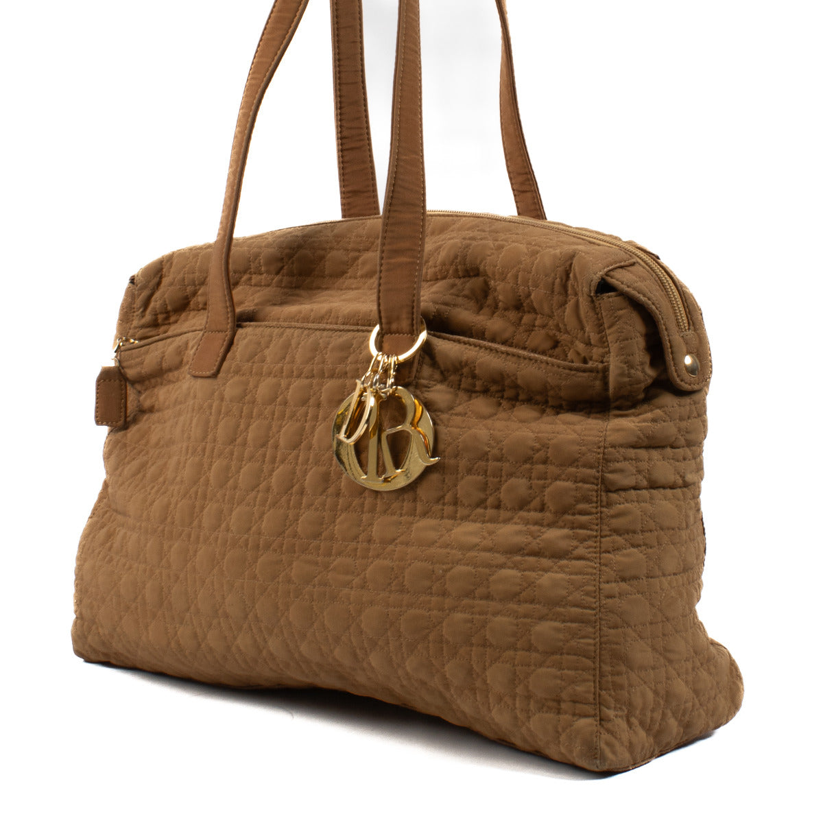 Christian Dior Light Brown Fabric Cannage Shoulder Bag