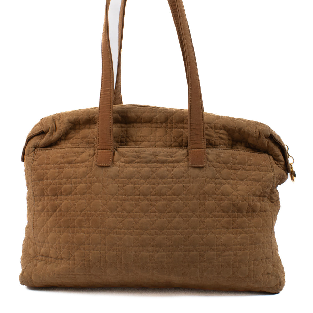Christian Dior Lichtbruine Stoffen Cannage Schoudertas