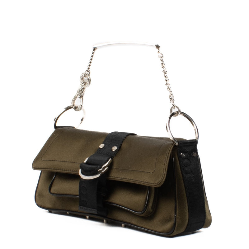 shop 100% authentic second hand Christian Dior Kaki Vintage Embellished Satin Hardcore Mini Bag on Labellov.com