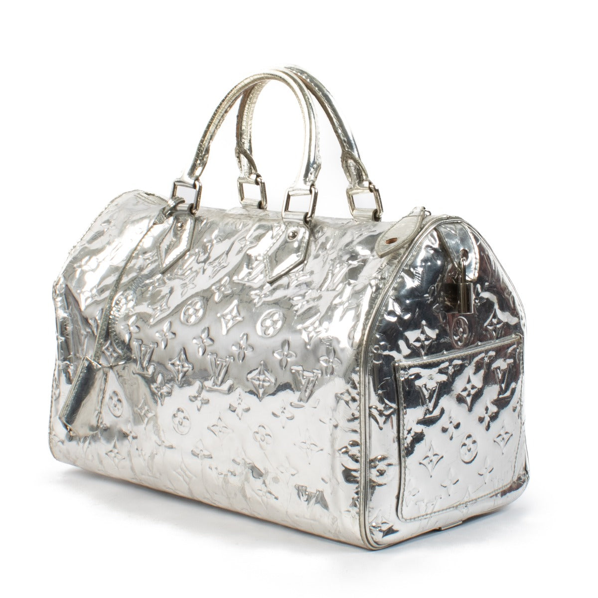 Louis Vuitton Speedy 35 Silver Monogram Miroir Vinyl