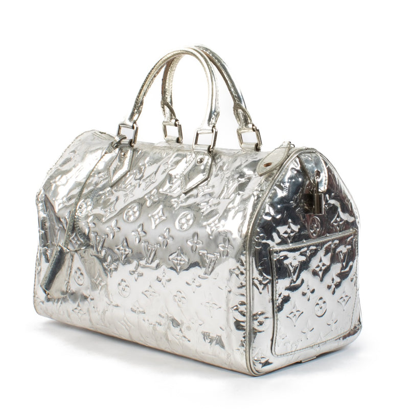 Louis Vuitton Speedy 35 Silver Monogram Miroir Vinyl