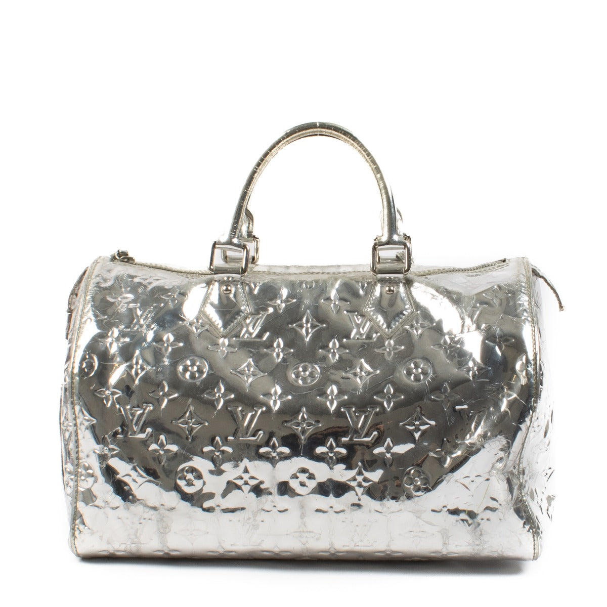 Louis Vuitton Silver Monogram Miroir Vinyl Speedy 35 Bag