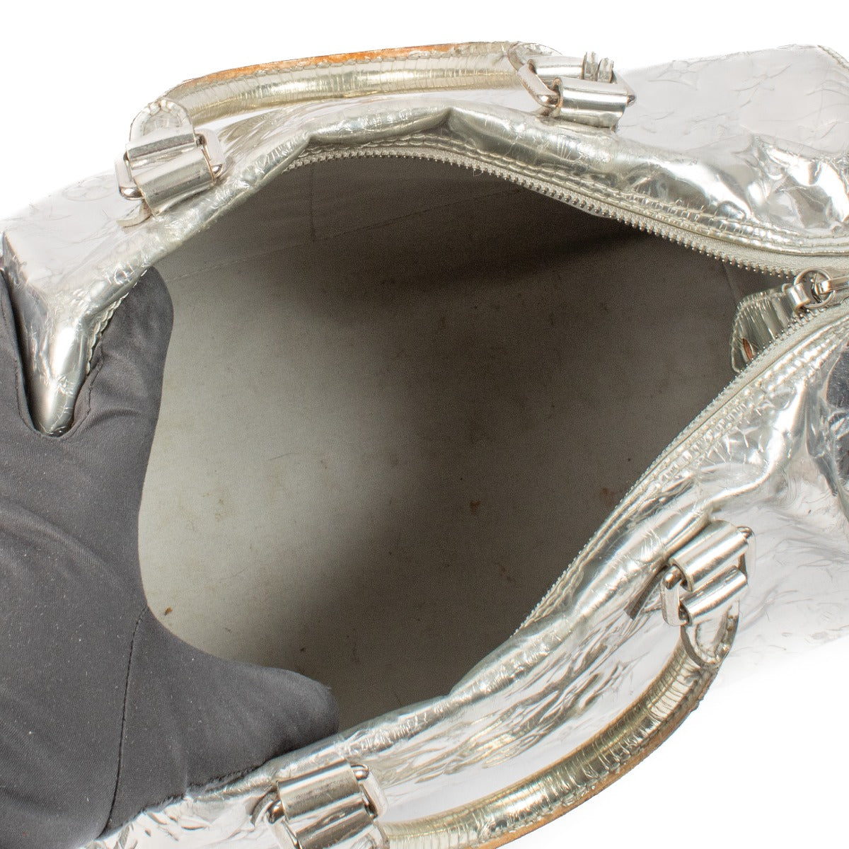 Louis Vuitton Silver Monogram Miroir Vinyl Speedy 35 Bag