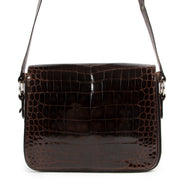 Delvaux Brown Crocodile Shoulder Bag