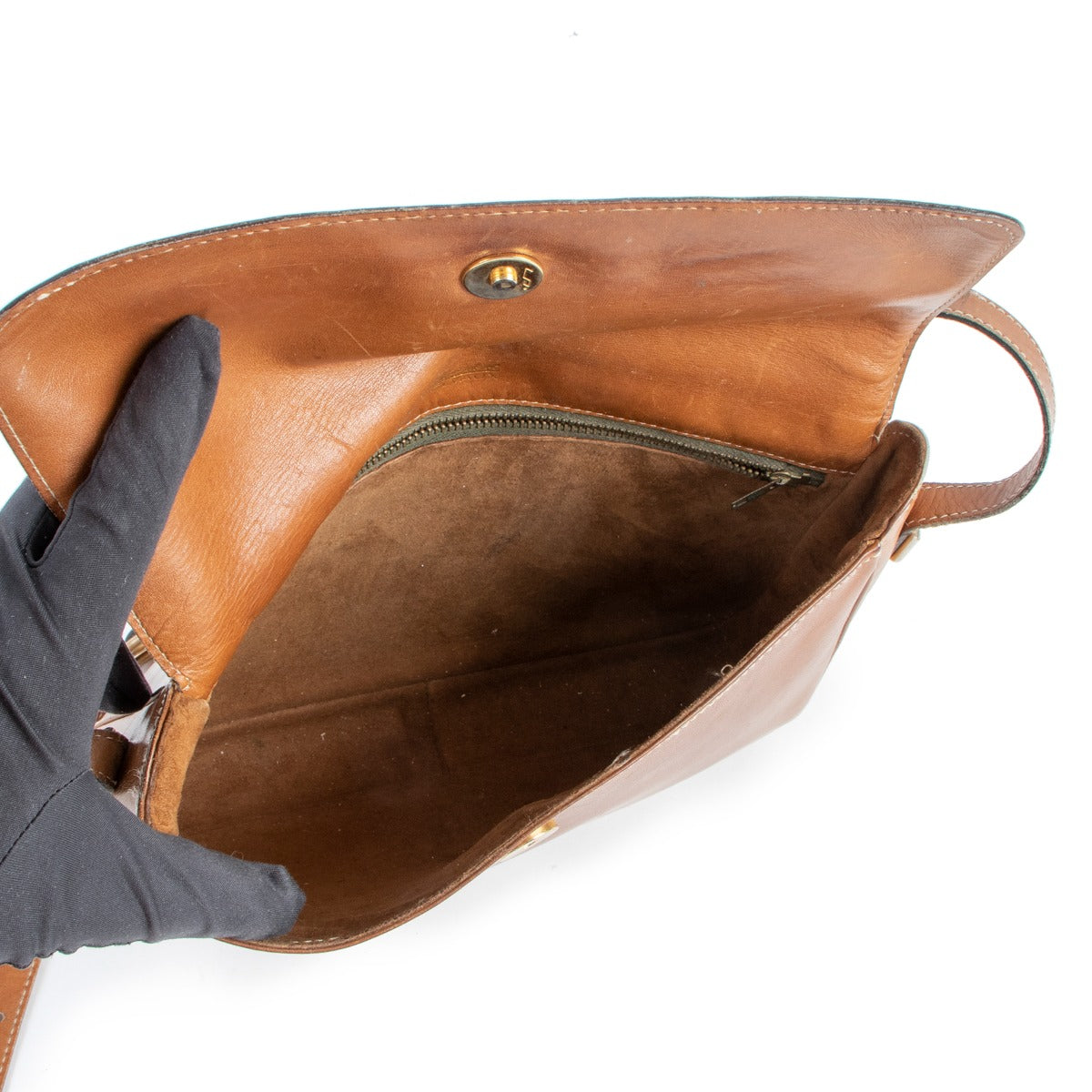 Delvaux Cognac Leather Vintage Crossbody Bag