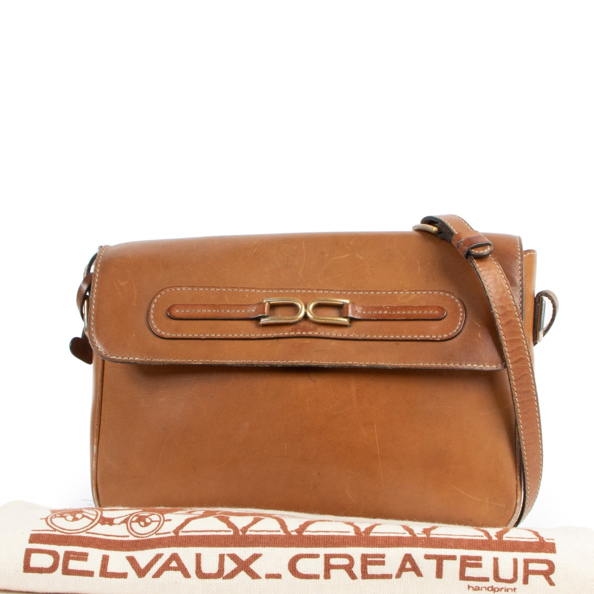 Delvaux Cognac Leather Vintage Crossbody Bag
