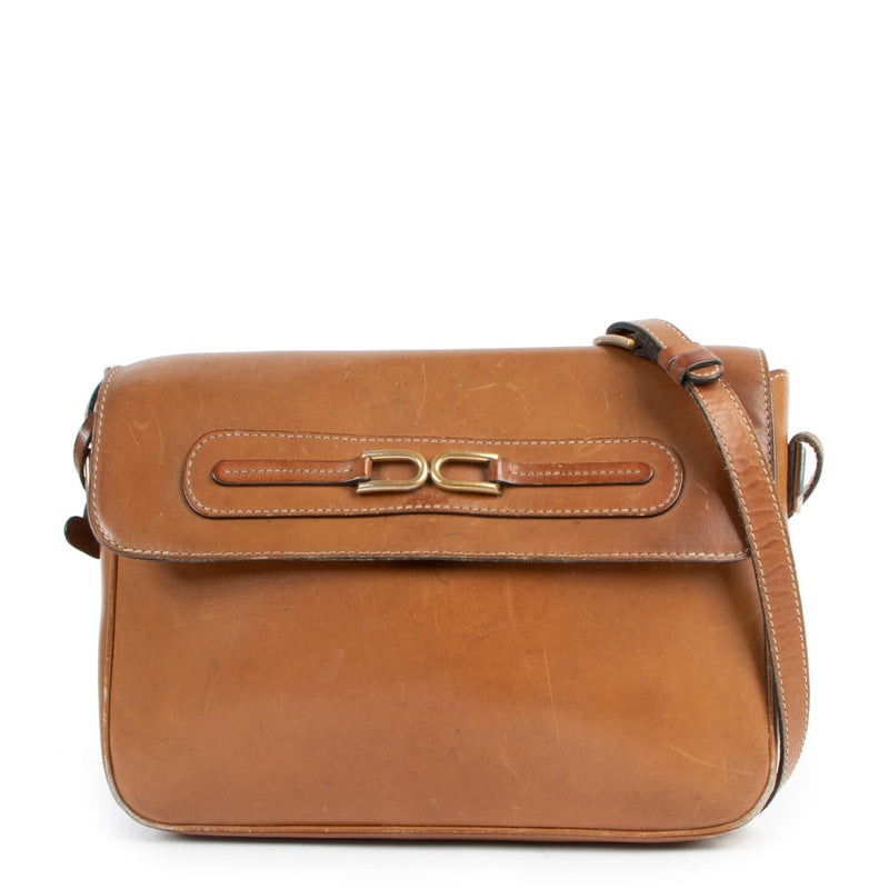 Delvaux Cognac Leather Vintage Crossbody Bag