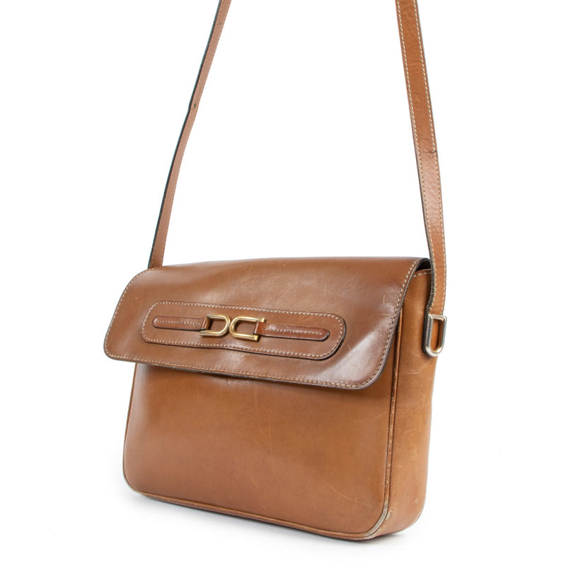 Delvaux Cognac Leather Vintage Crossbody Bag