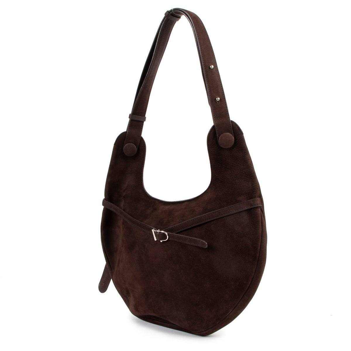 Delvaux Railway Café Brown Nubuck Shoulder Bag