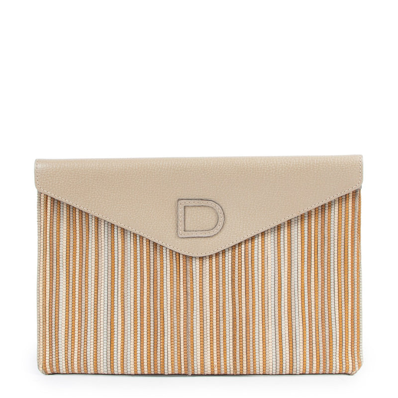 Shop safe online at Labellov in Antwerp this 100% authentic second hand Delvaux Multicolor Toile De Cuir Clutch