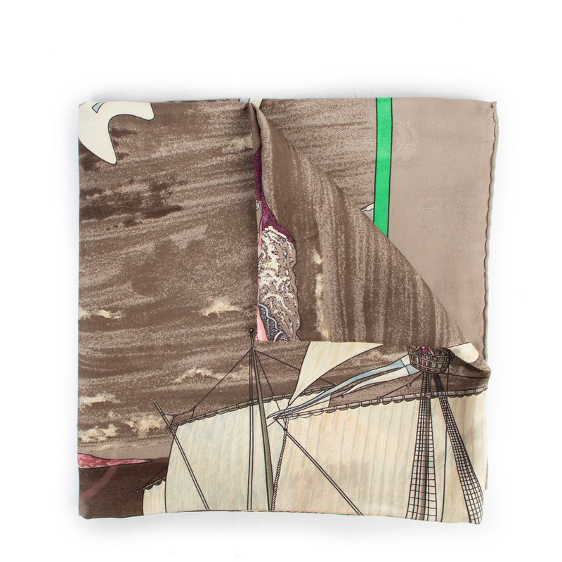 Shop now for your pre-loved, 100% authentic Hermès 'Christophe Colomb découvre l'Amérique' Carré 90 Silk Scarf, at Labellov.